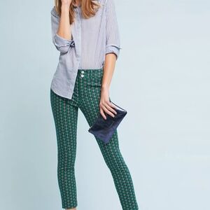 Anthropologie Green Patterned Pants